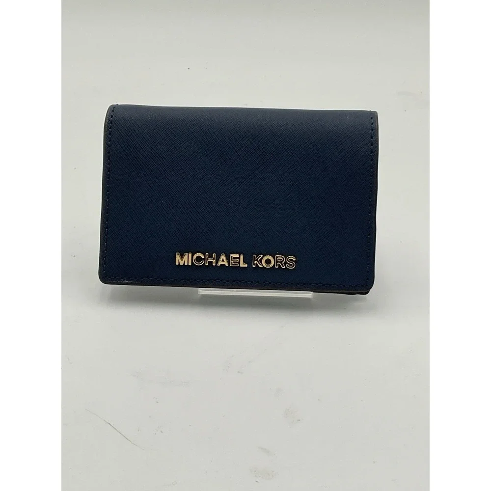 Michael Kors Navy Nylon Crossbody Bag & Navy Leather Wallet Set Gold Tone